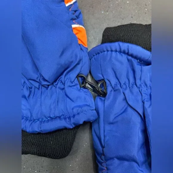 Blue and Orange Mittens with Snowflake Design - Picture 4 of 6